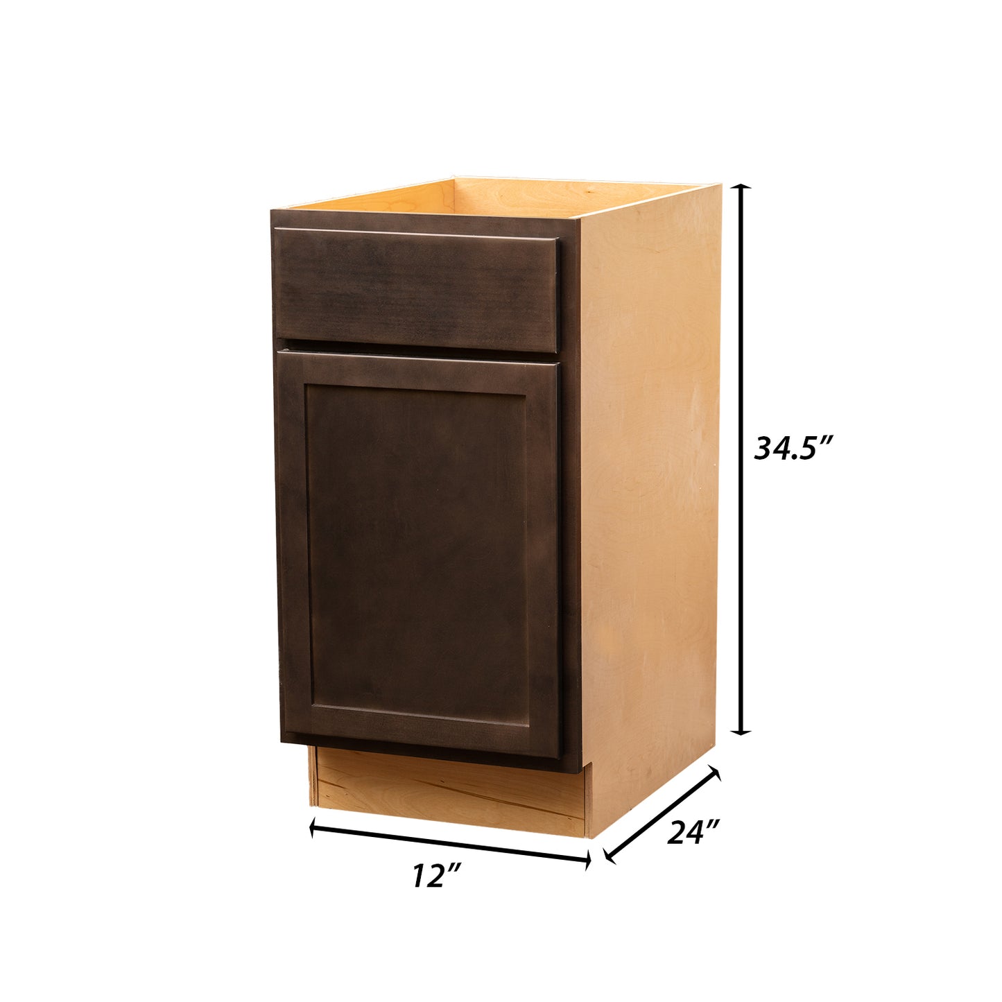 Backwoods Cabinetry RTA (Ready-to-Assemble) B12.L - Espresso Stain Base Cabinet | 12"Wx34.5"Hx24"D