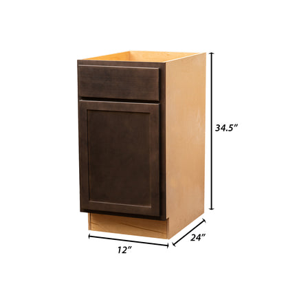 Backwoods Cabinetry RTA (Ready-to-Assemble) B12.L - Espresso Stain Base Cabinet | 12"Wx34.5"Hx24"D