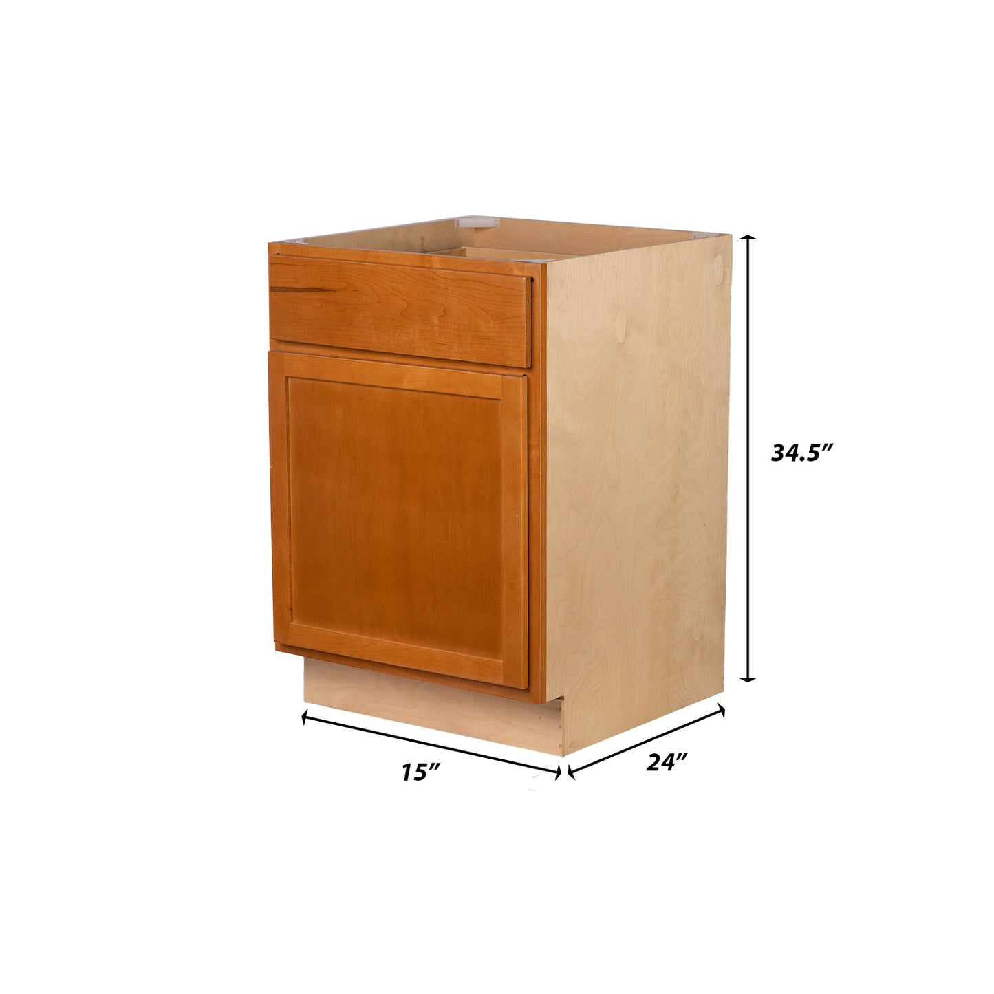 Backwoods Cabinetry RTA (Ready-to-Assemble) B15.L - Provincial Stain Base Cabinet | 15"Wx34.5"Hx24"D