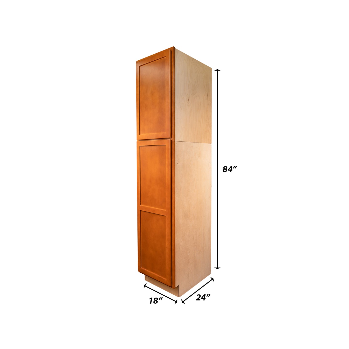 Backwoods Cabinetry RTA (Ready-to-Assemble) T1884.24.L Provincial Stain Pantry Cabinet 18"Wx84"Hx24"D