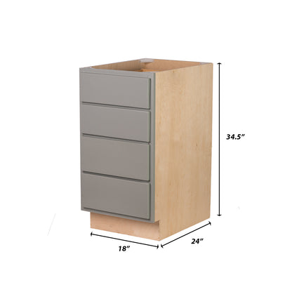 Backwoods Cabinetry RTA (Ready-to-Assemble) B18.4D - Magnetic Grey 4 Drawer 18" Base Cabinet | 18"Wx34.5"Hx24"D