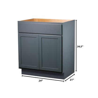 Backwoods Cabinetry RTA (Ready-to-Assemble) VSB24.34.21 - Needlepoint Navy Vanity Base Cabinet | 24"Wx34.5"Hx21"D