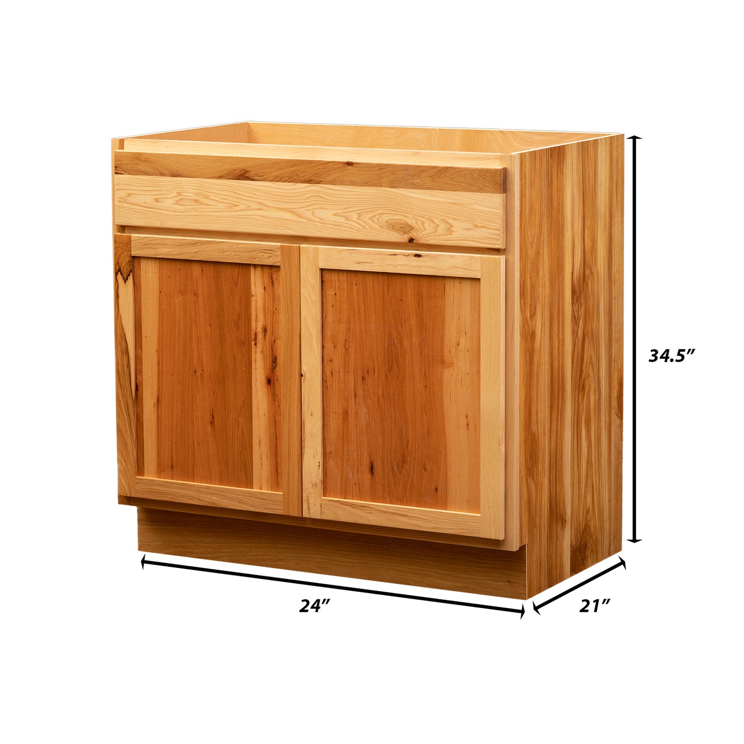 Backwoods Cabinetry RTA (Ready-to-Assemble) VSB24.34.21 - Rustic Hickory Clear Vanity Base Cabinet | 24"Wx34.5"Hx21"D