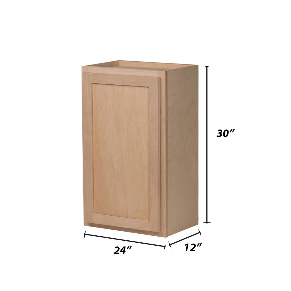 Backwoods Cabinetry RTA (Ready-to-Assemble) W2430 - Raw Maple 24"Wx30"Hx12"D Wall Cabinet