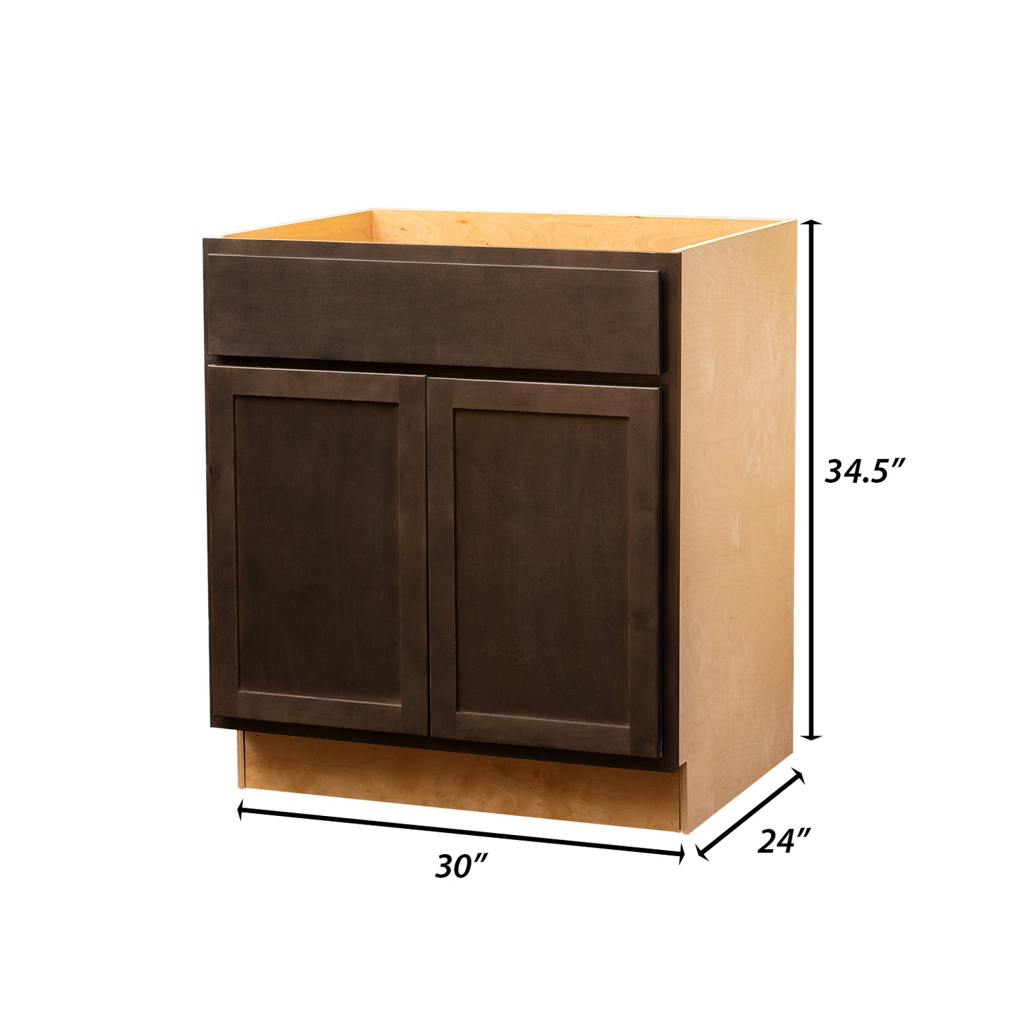 Backwoods Cabinetry RTA (Ready-to-Assemble) B30.BUTT - Espresso Stain Base Cabinet | 30"Wx34.5"Hx24"D