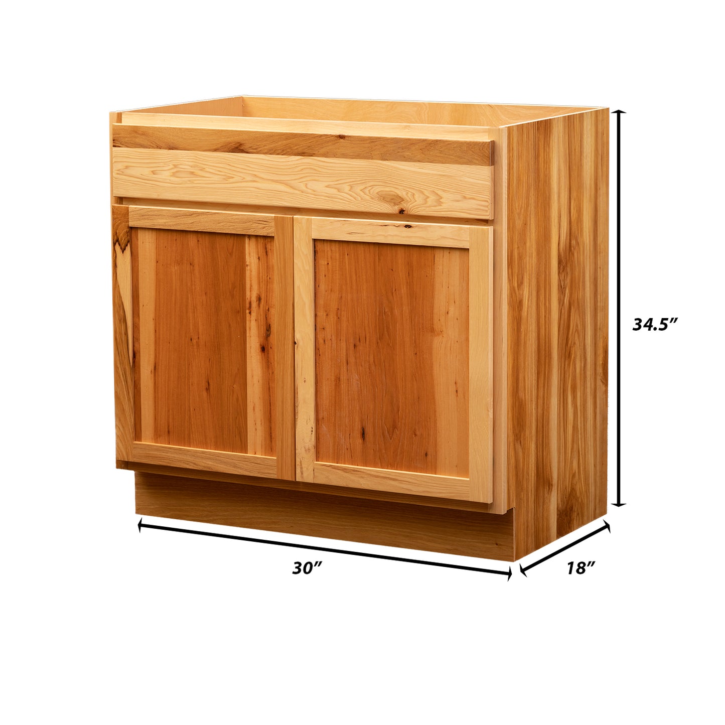 Backwoods Cabinetry RTA (Ready-to-Assemble) VSB30.34.18 - Rustic Hickory Clear Vanity Base Cabinet | 30"Wx34.5"Hx18"D