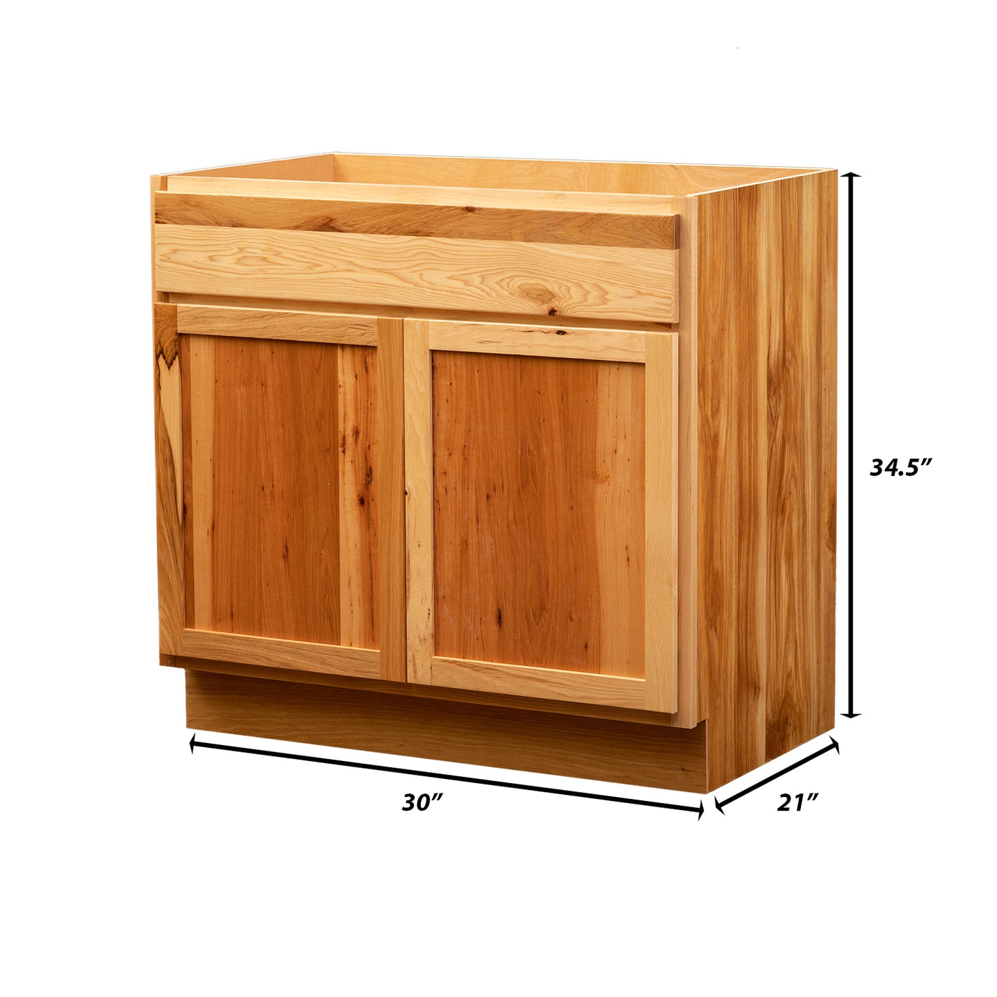 Backwoods Cabinetry RTA (Ready-to-Assemble) VSB30.34.21 - Rustic Hickory Clear Vanity Base Cabinet | 30"Wx34.5"Hx21"D