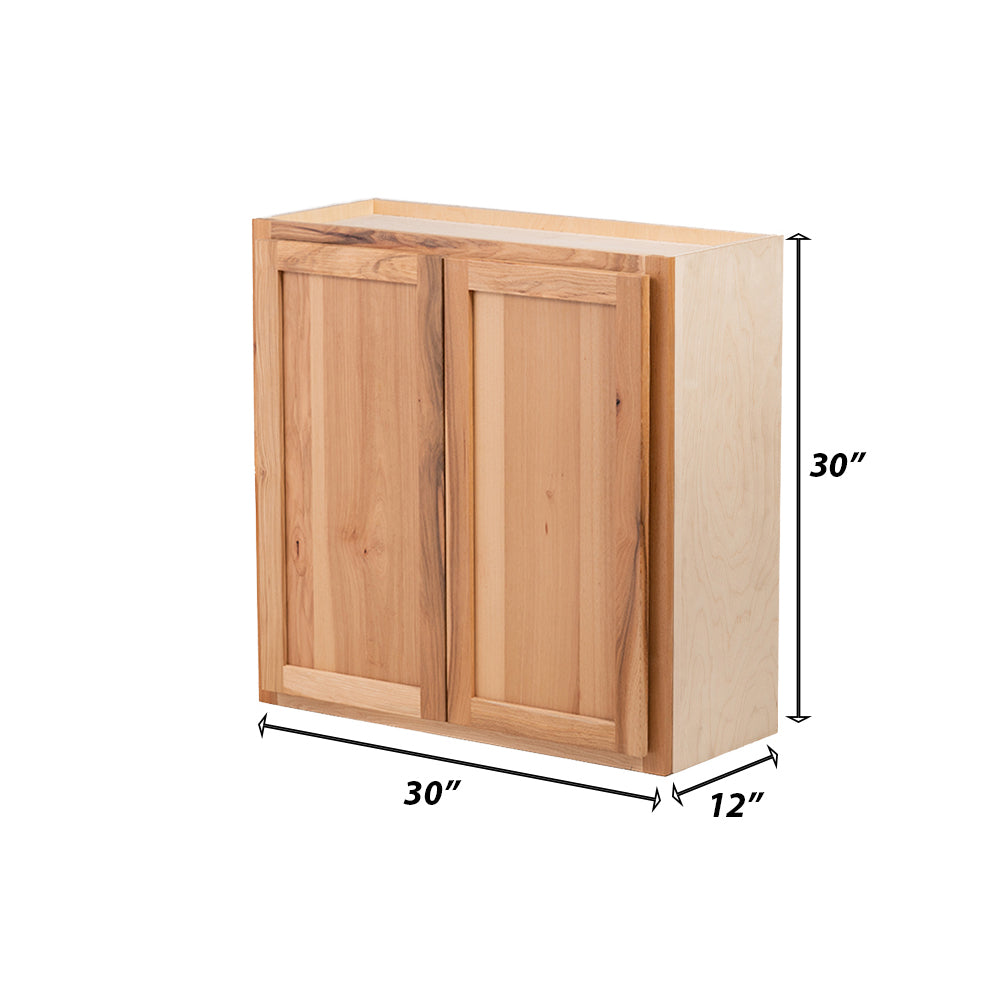 Backwoods Cabinetry RTA (Ready-to-Assemble) W3030.BUTT - Rustic Hickory Clear 30"Wx30"Hx12"D Wall Cabinet