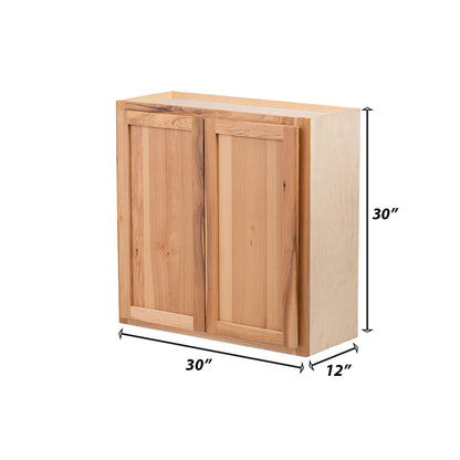 Backwoods Cabinetry RTA (Ready-to-Assemble) W3030.BUTT - Rustic Hickory Clear 30"Wx30"Hx12"D Wall Cabinet