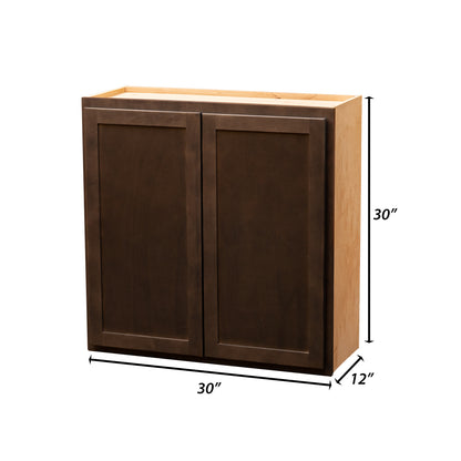 Backwoods Cabinetry RTA (Ready-to-Assemble) W3030.BUTT - Espresso Stain 30"Wx30"Hx12"D Wall Cabinet