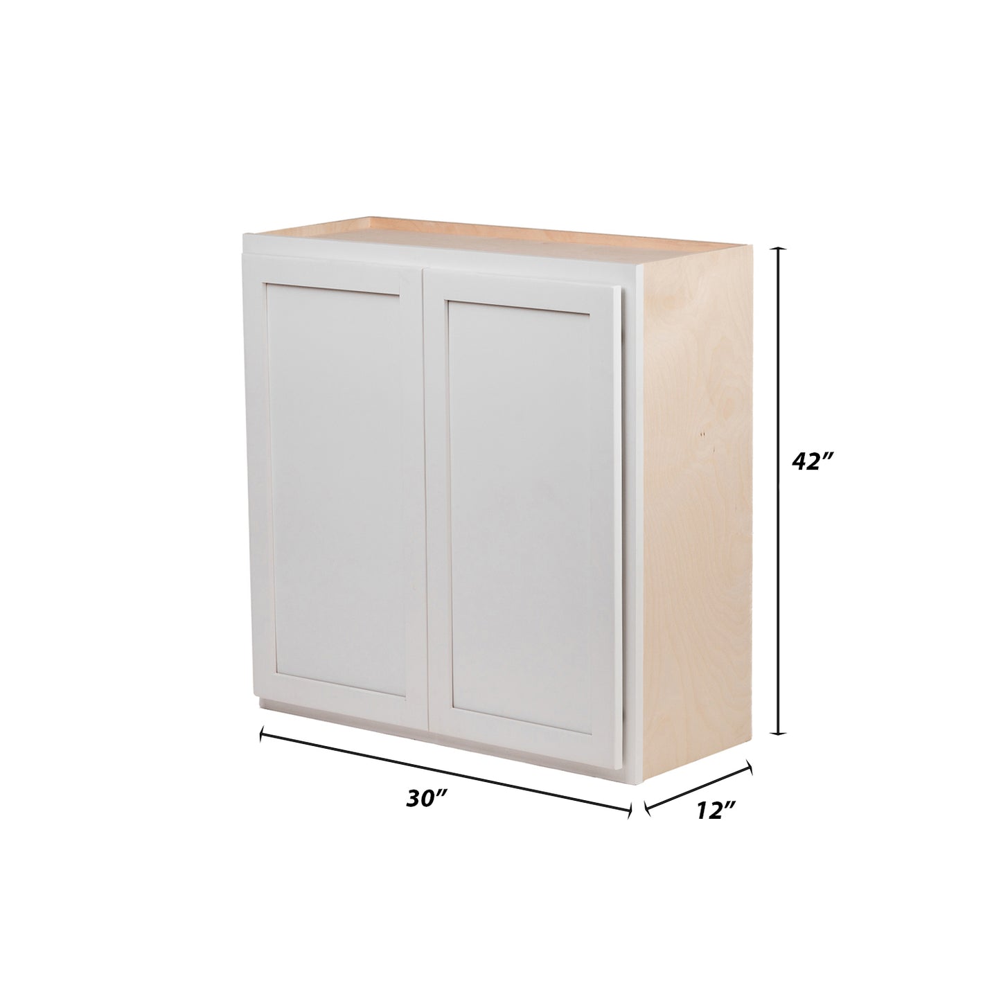 Backwoods Cabinetry RTA (Ready-to-Assemble) W3042.BUTT - Pure White 30"Wx42"Hx12"D Wall Cabinet