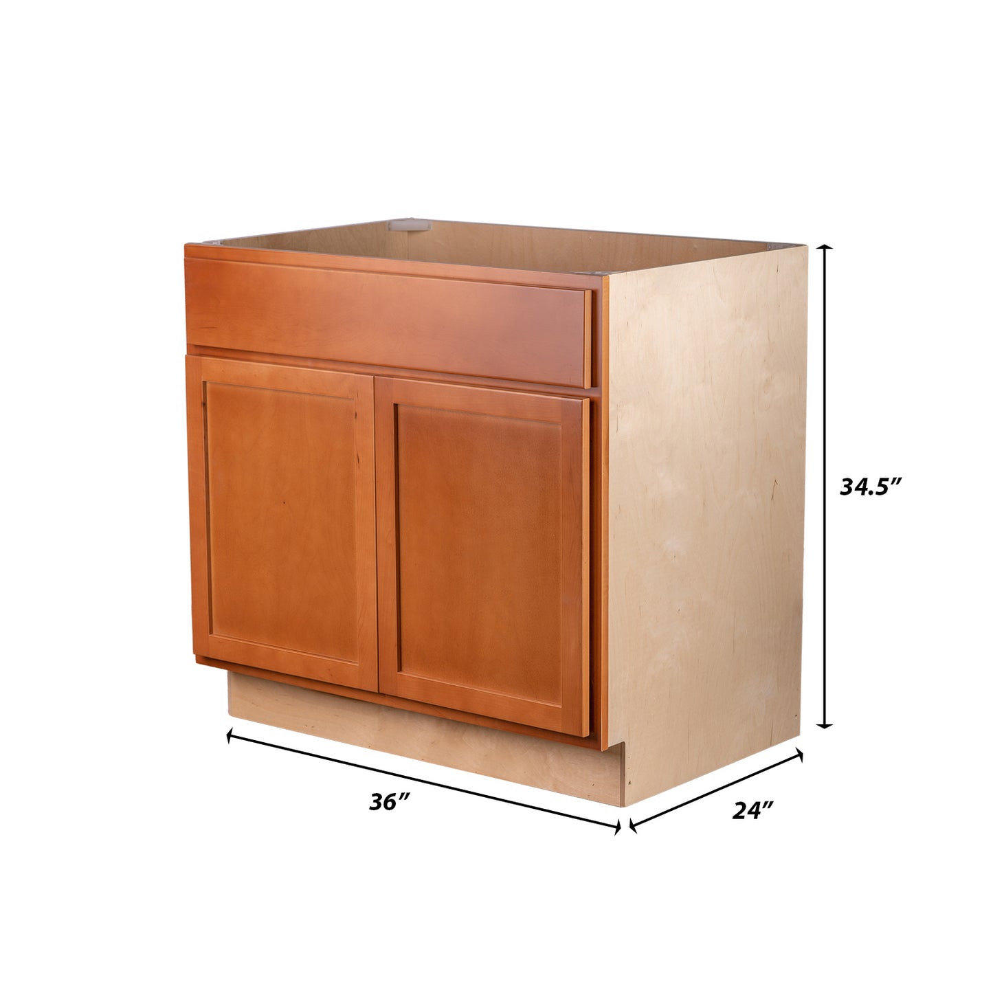 Backwoods Cabinetry RTA (Ready-to-Assemble) BS36.BUTT - Provincial Stain 36" Sink Base Cabinet | 36"Wx34.5"Hx24"D