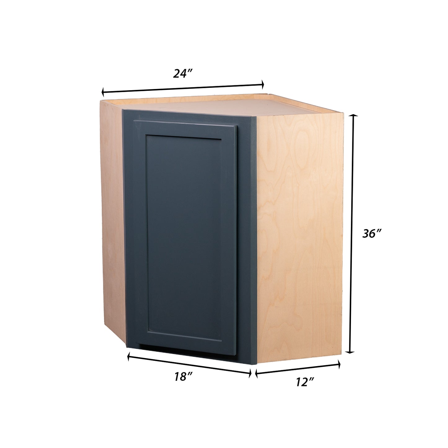 Backwoods Cabinetry RTA (Ready-to-Assemble) WDC2436 - Needlepoint Navy 24"WX36"HX12"D Wall Corner Cabinet