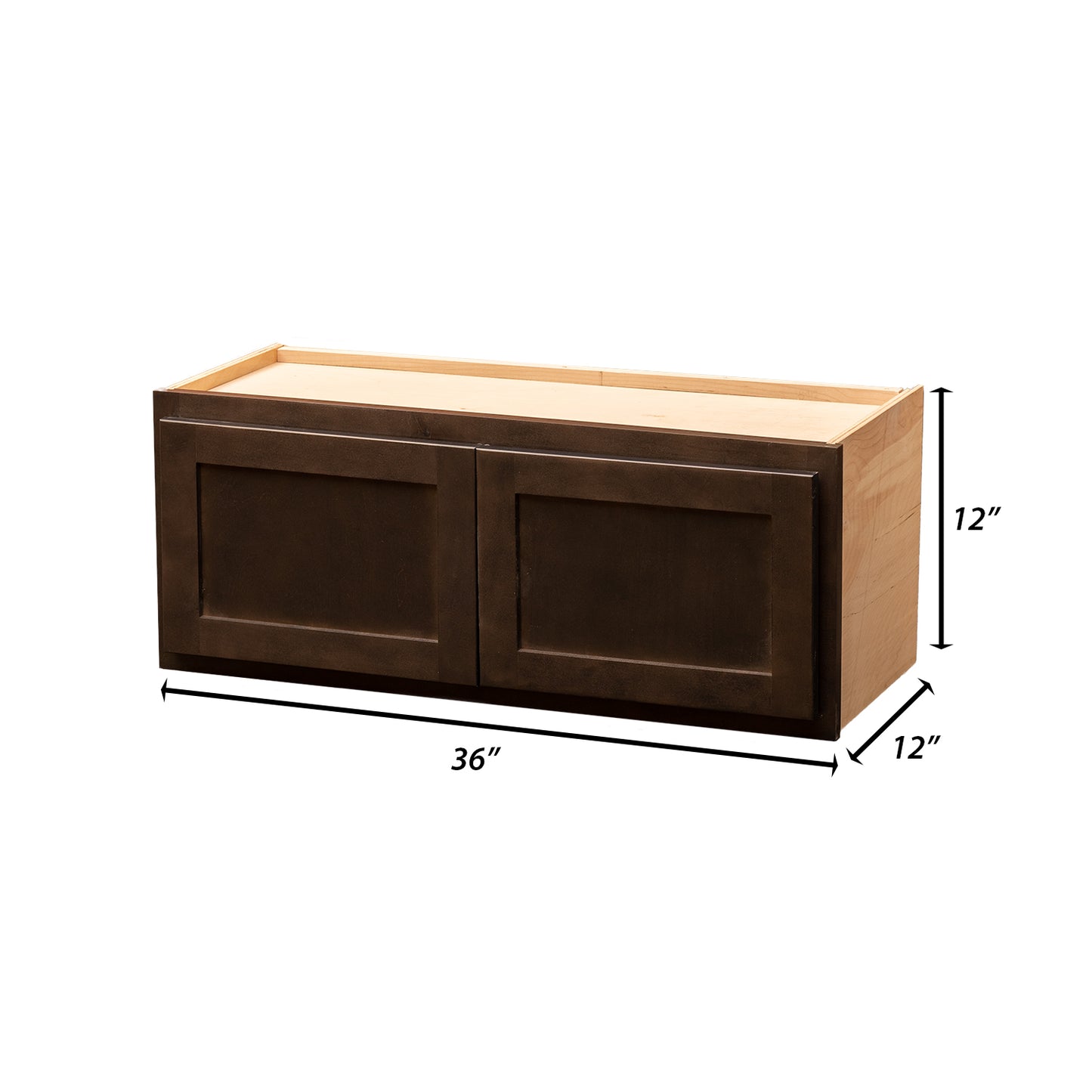 Backwoods Cabinetry RTA (Ready-to-Assemble) W3612.BUTT - Espresso Stain 36"Wx12"Hx12"D Wall Refrigerator