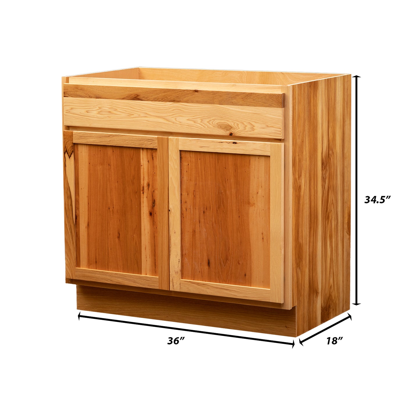 Backwoods Cabinetry RTA (Ready-to-Assemble) VSB36.34.18 - Rustic Hickory Clear Vanity Base Cabinet | 36"Wx34.5"Hx18"D