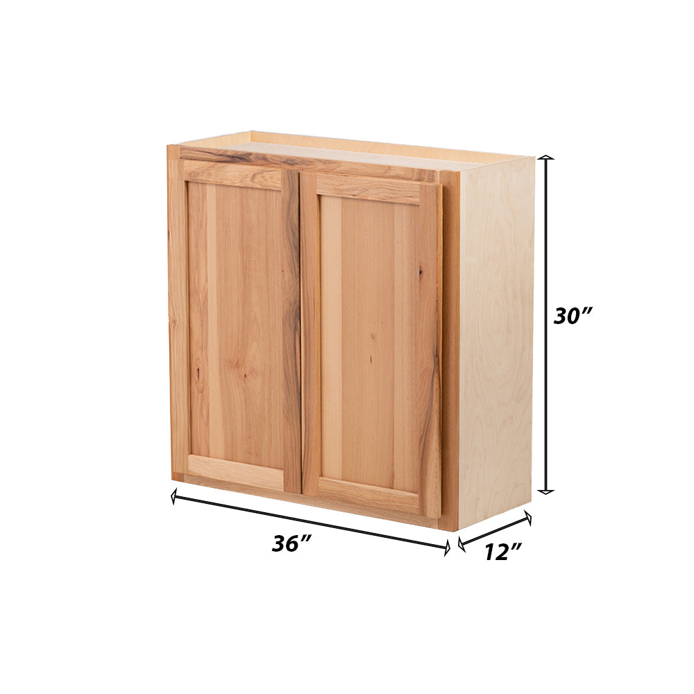 Backwoods Cabinetry RTA (Ready-to-Assemble) W3630.BUTT - Rustic Hickory Clear 36"Wx30"Hx12"D Wall Cabinet