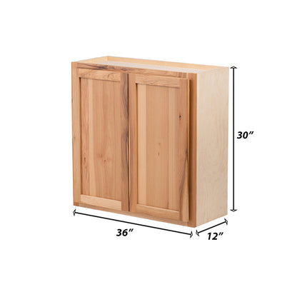 Backwoods Cabinetry RTA (Ready-to-Assemble) W3630.BUTT - Rustic Hickory Clear 36"Wx30"Hx12"D Wall Cabinet