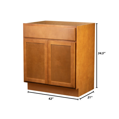 Backwoods Cabinetry RTA (Ready-to-Assemble) VSB42.34.21 - Provincial Stain Vanity Base Cabinet | 42"Wx34.5"Hx21"D