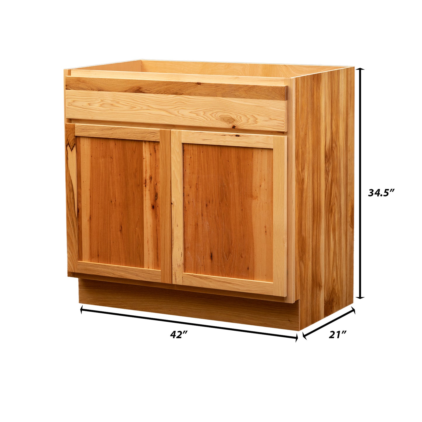 Backwoods Cabinetry RTA (Ready-to-Assemble) VSB42.34.21 - Rustic Hickory Clear Vanity Base Cabinet | 42"Wx34.5"Hx21"D