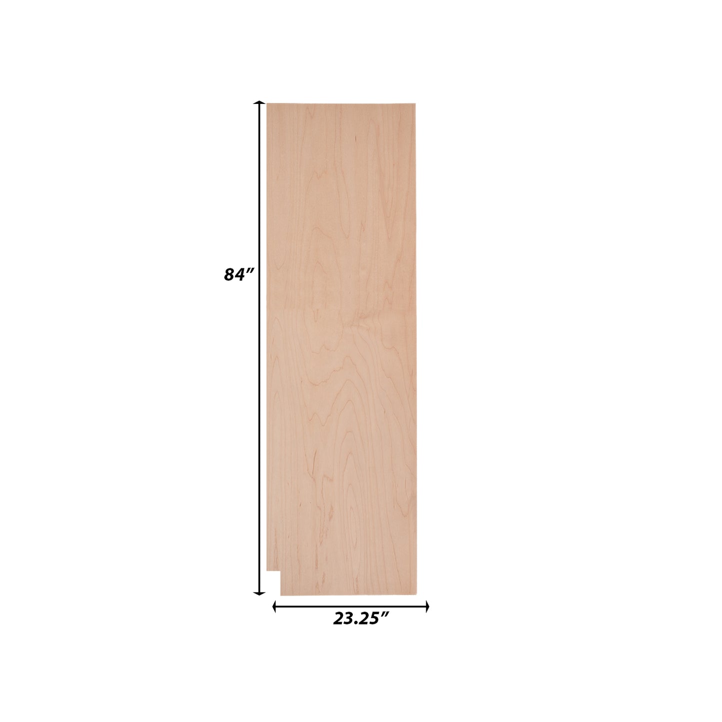 Backwoods Cabinetry RTA (Ready-to-Assemble) TSK2484.R - Raw Maple .25"X23.25"X84" Pantry End Panel - Right Side