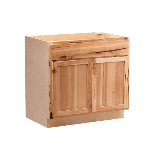 Backwoods Cabinetry RTA (Ready-to-Assemble) BS36.BUTT - Rustic Hickory Clear 36" Sink Base Cabinet | 36"Wx34.5"Hx24"D