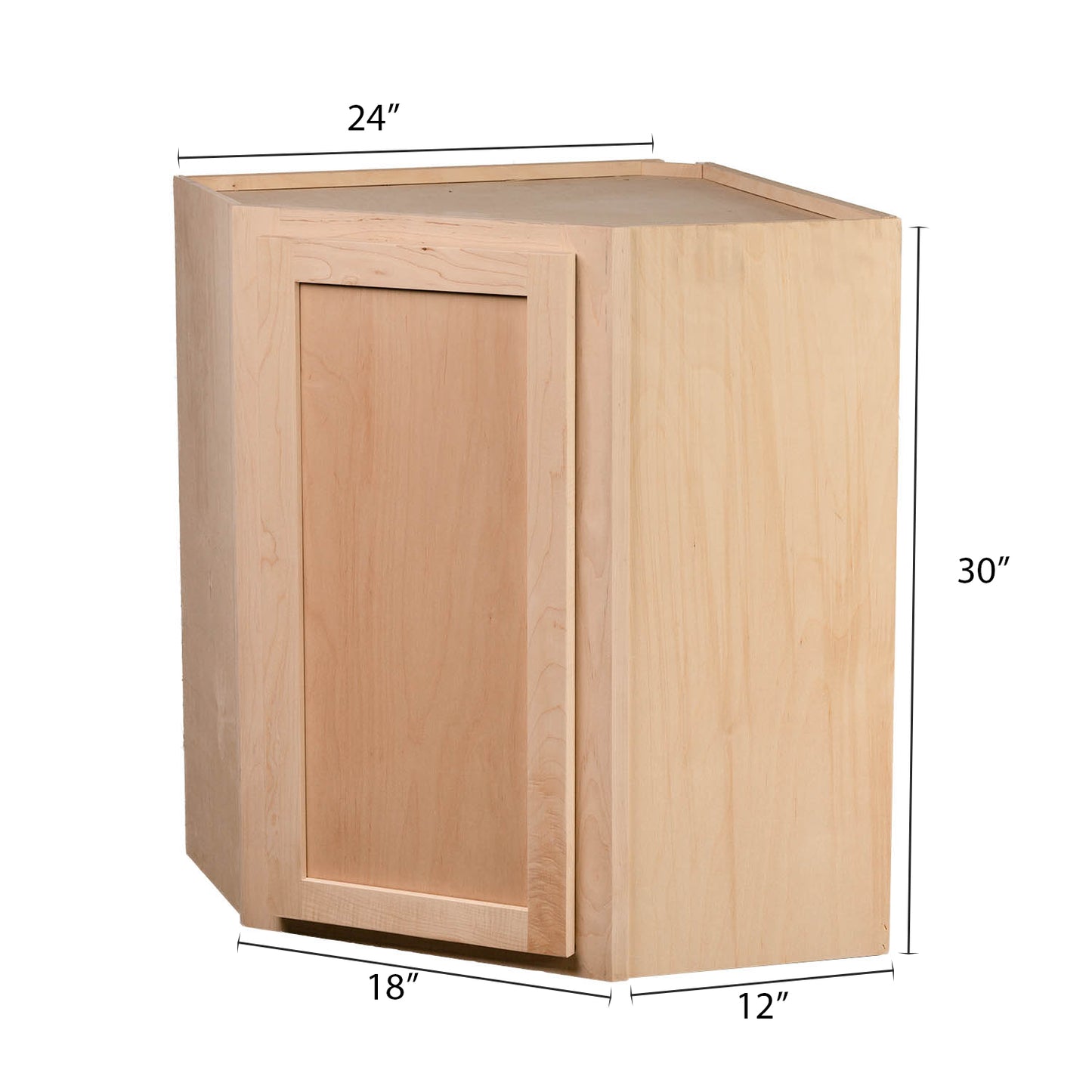 Backwoods Cabinetry RTA (Ready-to-Assemble) WDC2430 - Raw Maple 24"Wx30"Hx12"D Wall Corner Cabinet