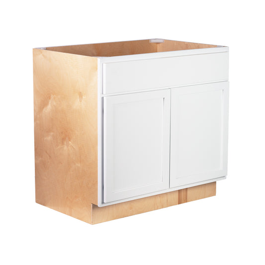 Backwoods Cabinetry RTA (Ready-to-Assemble) BS36.BUTT - Pure White 36" Sink Base Cabinet | 36"Wx34.5"Hx24"D