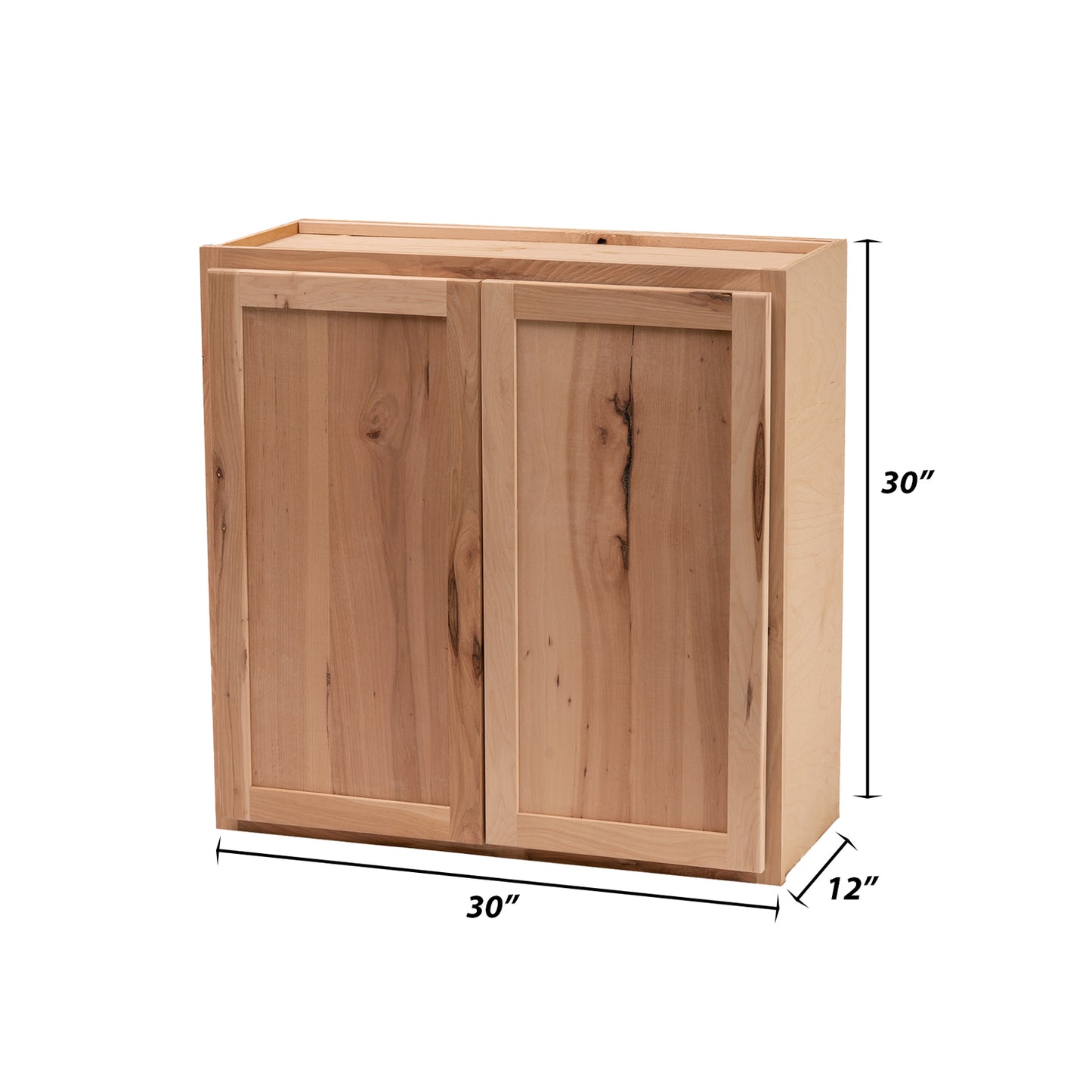 Backwoods Cabinetry RTA - Winding River Collection - Raw Hickory 30"Wx30"Hx12"D Wall Cabinet