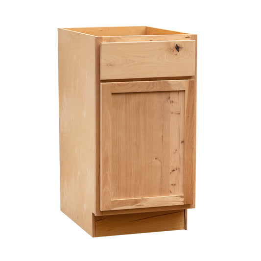 Backwoods Cabinetry RTA (Ready-to-Assemble) B18.L - Raw Hickory Base Cabinet | 18"Wx34.5"Hx24"D