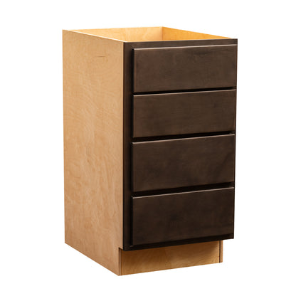 Backwoods Cabinetry RTA (Ready-to-Assemble) B18.4D - Espresso Stain 4 Drawer 18" Base Cabinet | 18"Wx34.5"Hx24"D