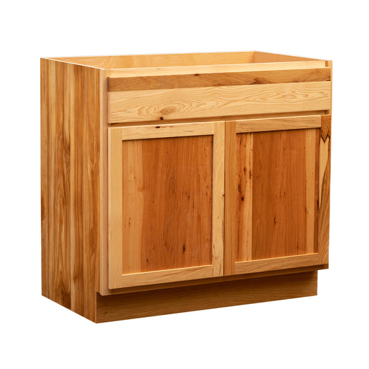 Backwoods Cabinetry RTA (Ready-to-Assemble) VSB36.34.21 - Rustic Hickory Clear Vanity Base Cabinet | 36"Wx34.5"Hx21"D