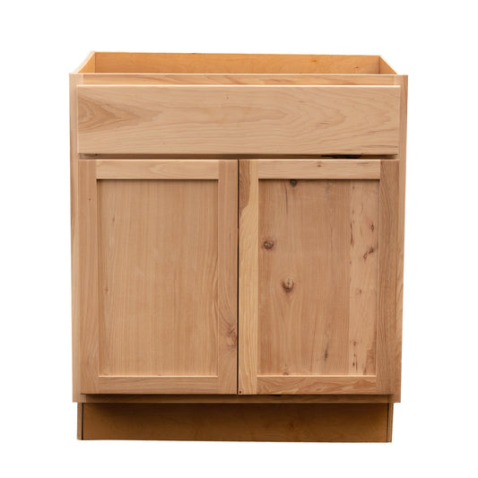 Backwoods Cabinetry RTA (Ready-to-Assemble) B30.BUTT - Raw Hickory Base Cabinet | 30"Wx34.5"Hx24"D