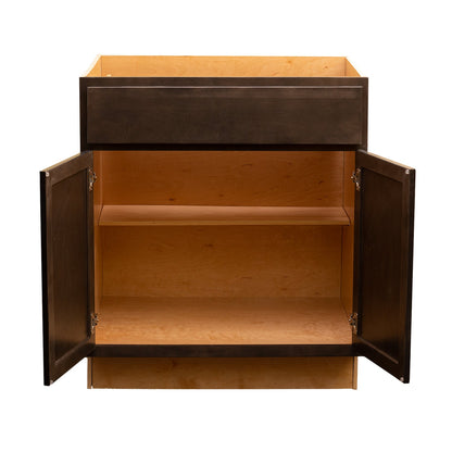 Backwoods Cabinetry RTA (Ready-to-Assemble) B30.BUTT - Espresso Stain Base Cabinet | 30"Wx34.5"Hx24"D