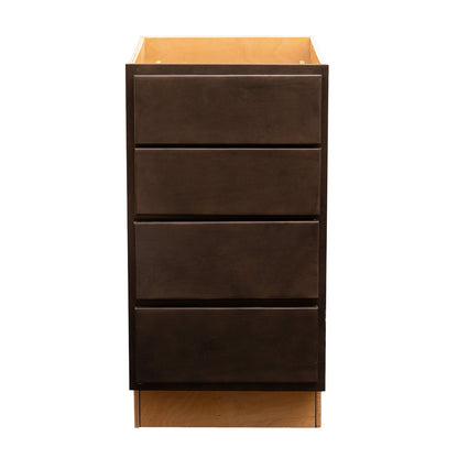 Backwoods Cabinetry RTA (Ready-to-Assemble) B18.4D - Espresso Stain 4 Drawer 18" Base Cabinet | 18"Wx34.5"Hx24"D