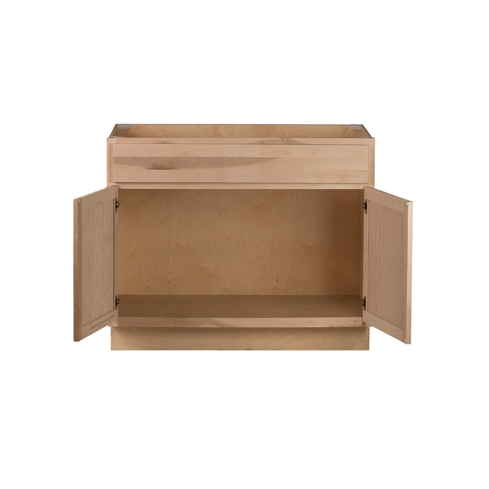 Backwoods Cabinetry RTA (Ready-to-Assemble) BS36.BUTT - Raw Maple 36" Sink Base Cabinet | 36"Wx34.5"Hx24"D